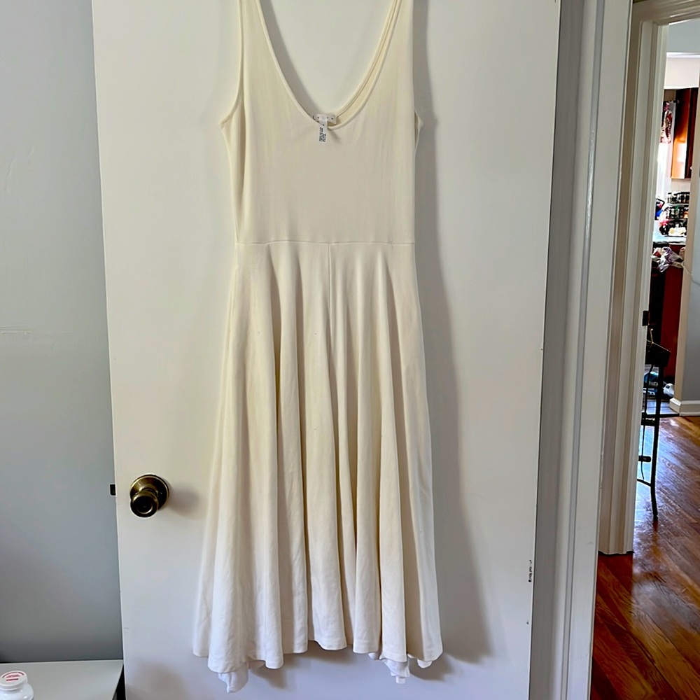 Midi, White Tank Dress with Pockets